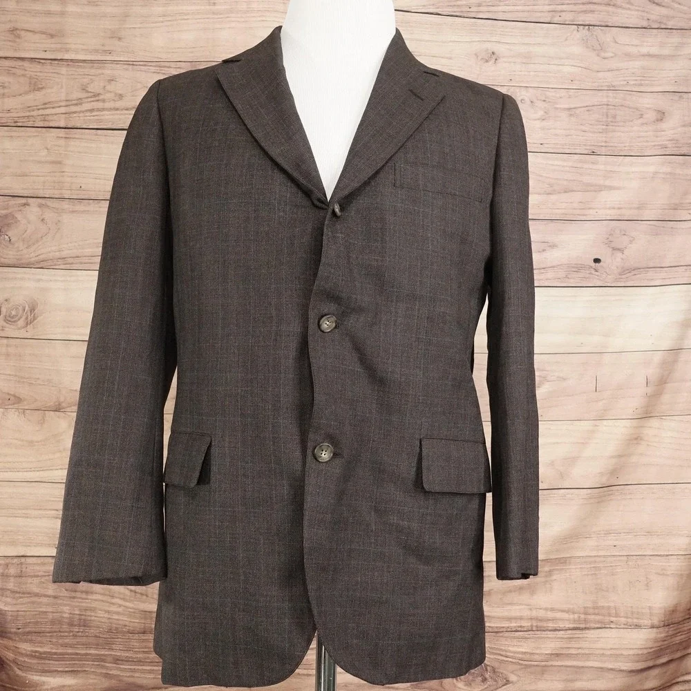Vintage Brooks Brothers Blazer Mens 39R? Brown Check Sport Coat Jacket
